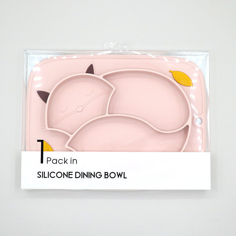 Color Matching Soft Cute Fox — Platinum Silicone Partitioned Dinner Plate