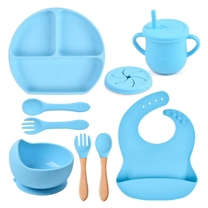 Silicone Solid Color Babies' Tableware Set - Durable & Safe Feeding Essentials