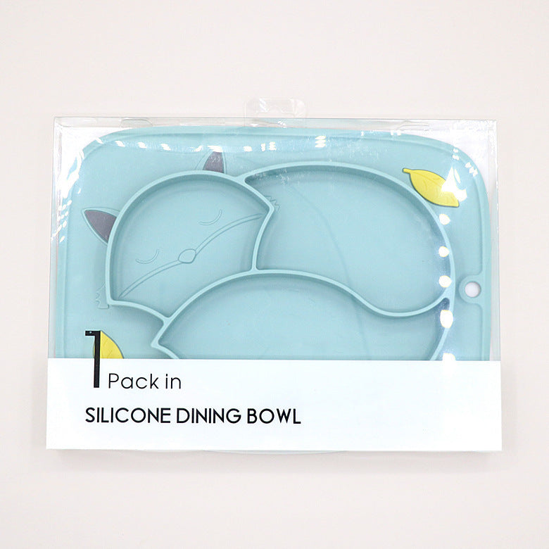 Color Matching Soft Cute Fox — Platinum Silicone Partitioned Dinner Plate