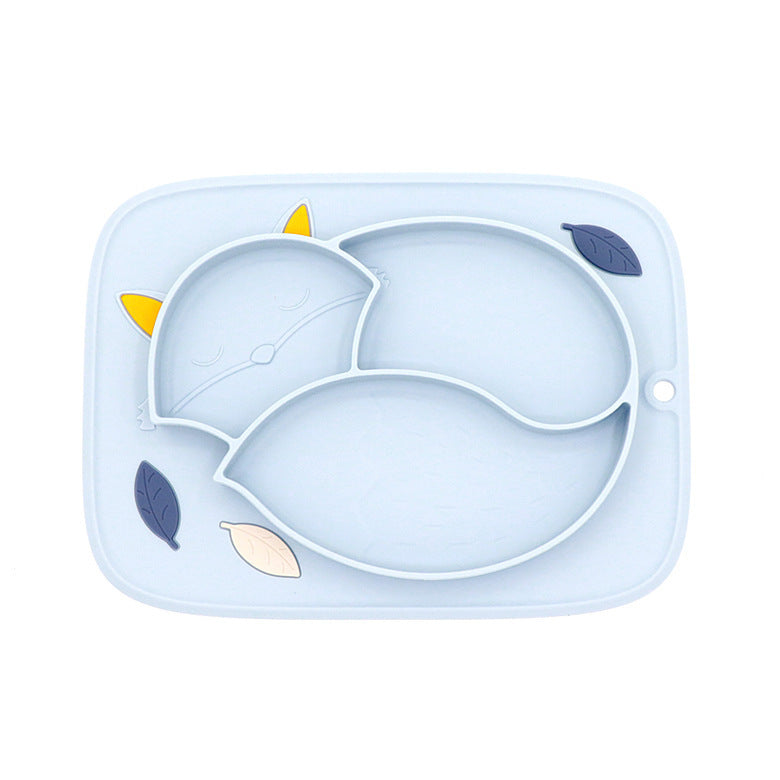 Color Matching Soft Cute Fox — Platinum Silicone Partitioned Dinner Plate