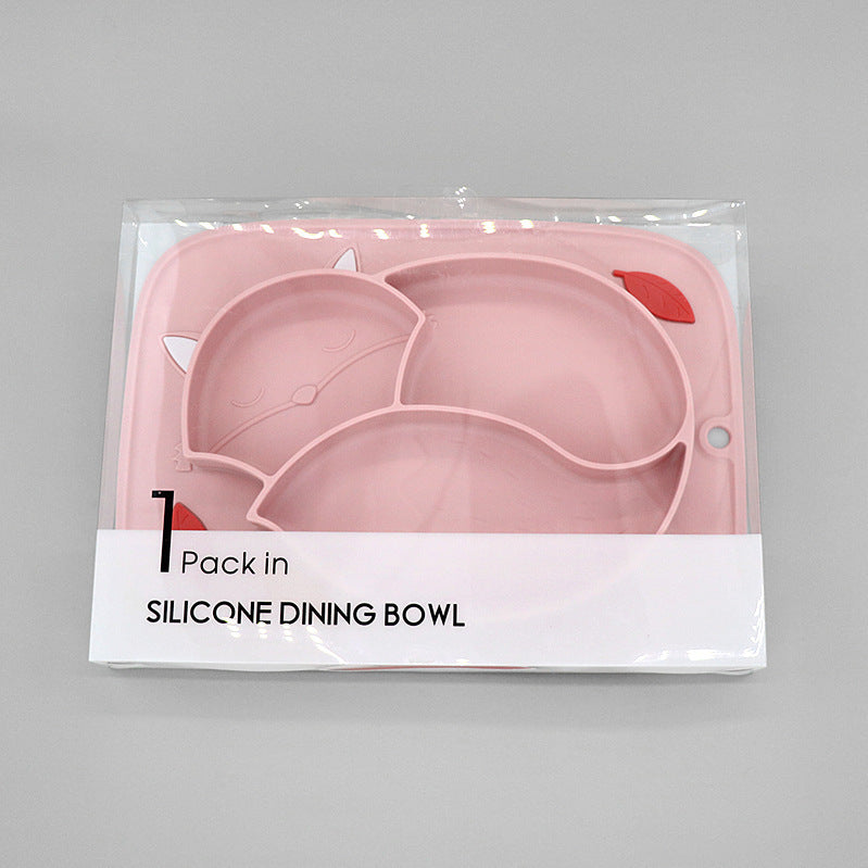 Color Matching Soft Cute Fox — Platinum Silicone Partitioned Dinner Plate