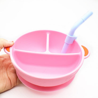 Baby Silicone Grid Plate + Straw - Durable Feeding Essentials