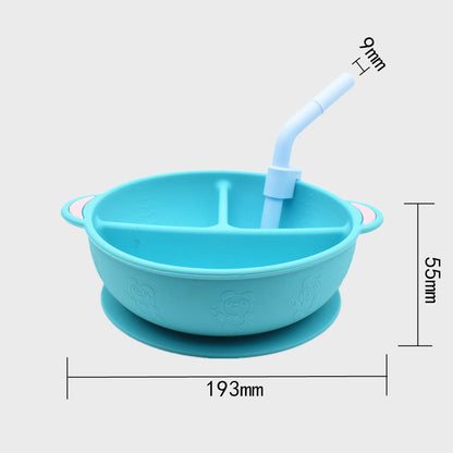 Baby Silicone Grid Plate + Straw - Durable Feeding Essentials