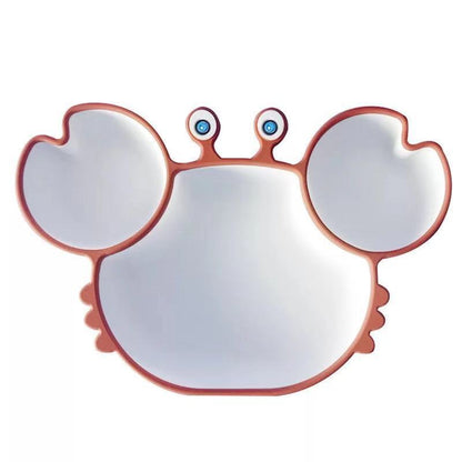 Toddler Silicone Cartoon Dinner Plate & Straw - Divided. Non-Slip Tableware