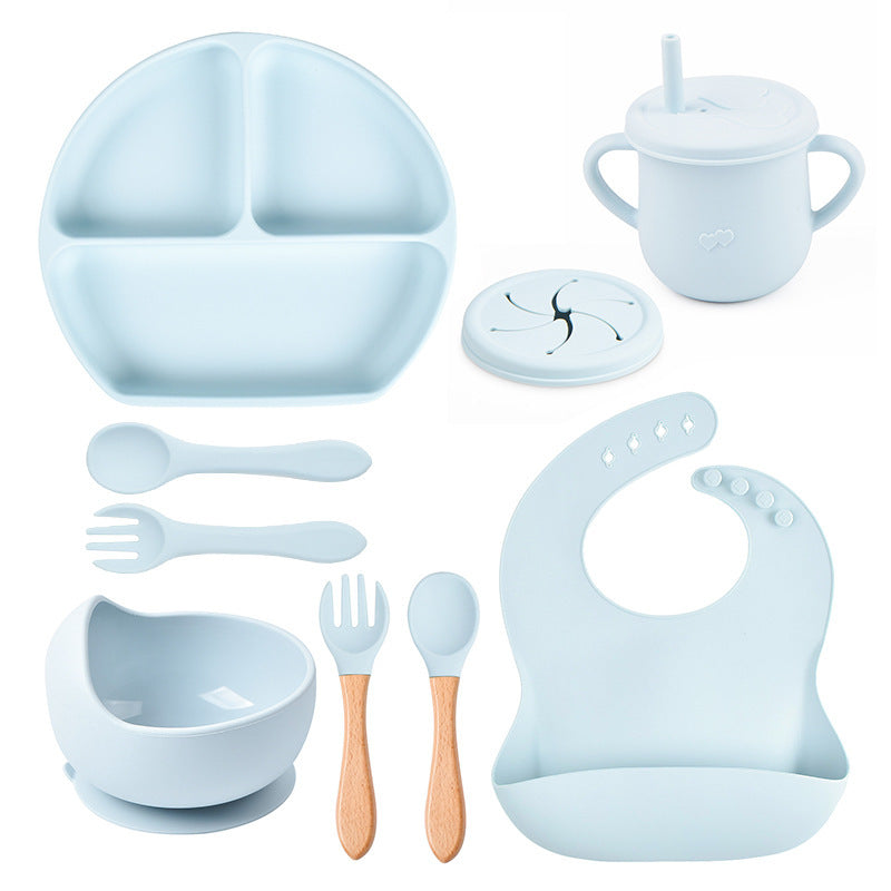 Silicone Solid Color Babies' Tableware Set - Durable & Safe Feeding Essentials