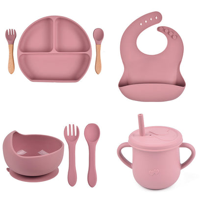 Silicone Solid Color Babies' Tableware Set - Durable & Safe Feeding Essentials