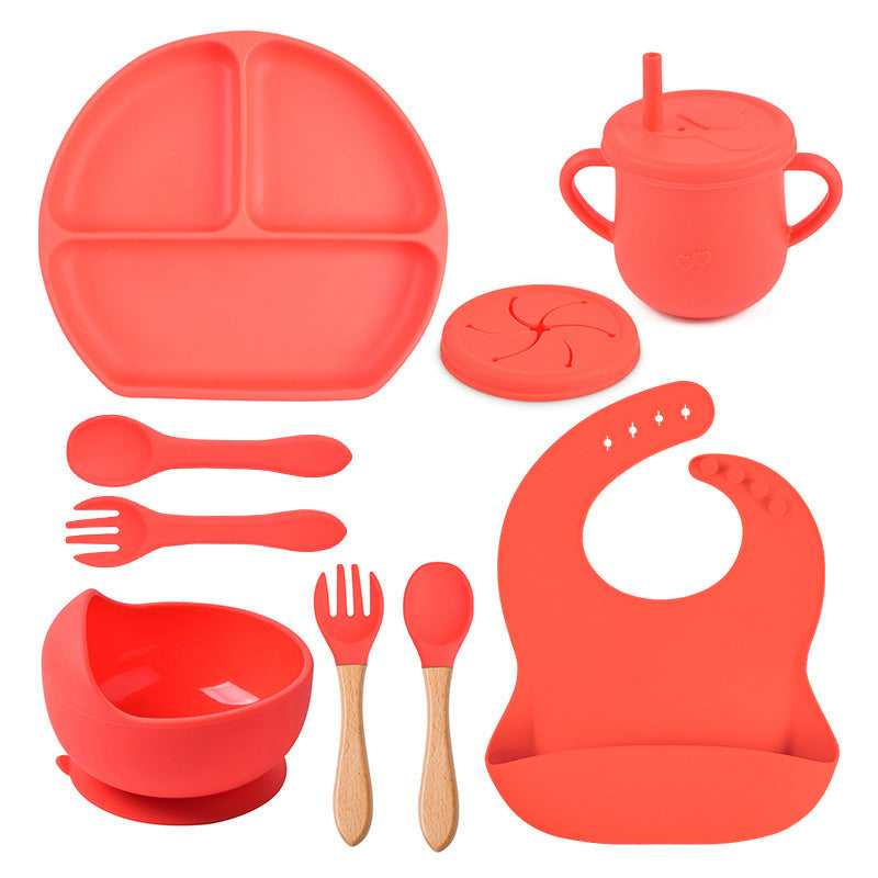 Silicone Solid Color Babies' Tableware Set - Durable & Safe Feeding Essentials