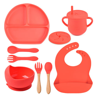 Silicone Solid Color Babies' Tableware Set - Durable & Safe Feeding Essentials