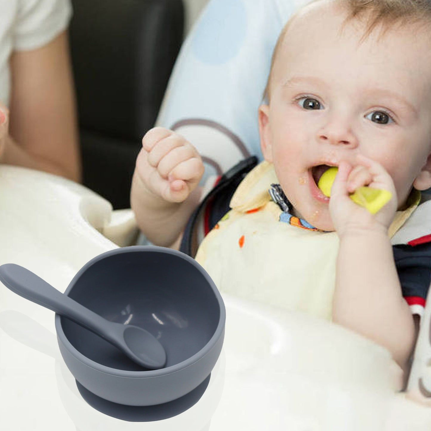 Silicone Tableware for Babies- Bowl & Matching Spoon & Bib