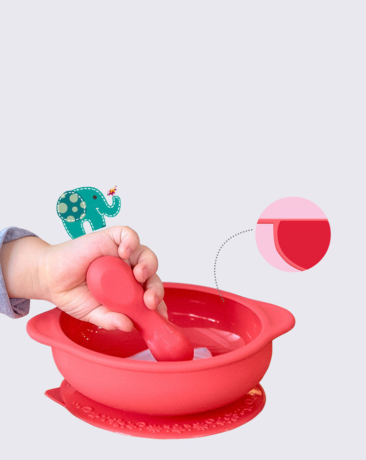 Baby Suction Bowl With Cover - Silicone Dinner Plate