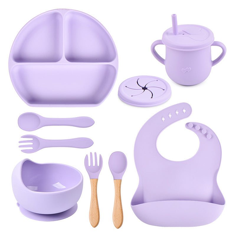 Silicone Solid Color Babies' Tableware Set - Durable & Safe Feeding Essentials