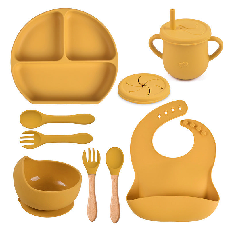 Silicone Solid Color Babies' Tableware Set - Durable & Safe Feeding Essentials