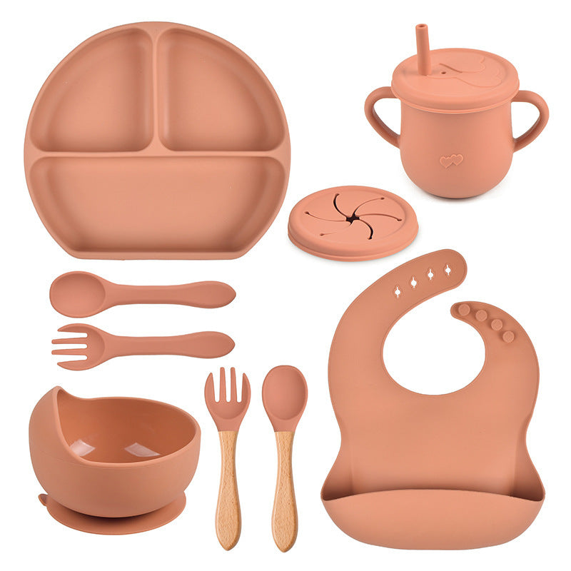 Silicone Solid Color Babies' Tableware Set - Durable & Safe Feeding Essentials
