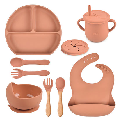 Silicone Solid Color Babies' Tableware Set - Durable & Safe Feeding Essentials
