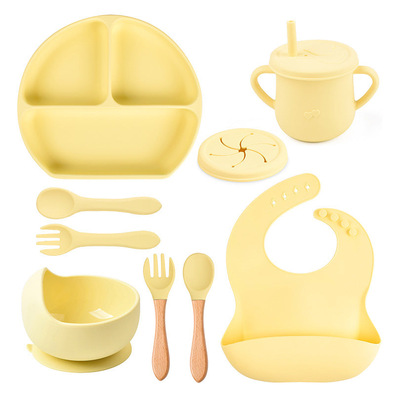 Silicone Solid Color Babies' Tableware Set - Durable & Safe Feeding Essentials