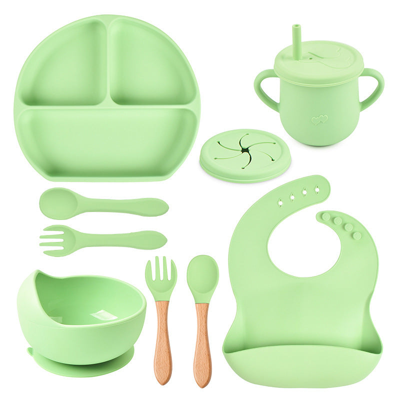 Silicone Solid Color Babies' Tableware Set - Durable & Safe Feeding Essentials