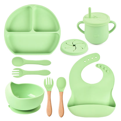 Silicone Solid Color Babies' Tableware Set - Durable & Safe Feeding Essentials