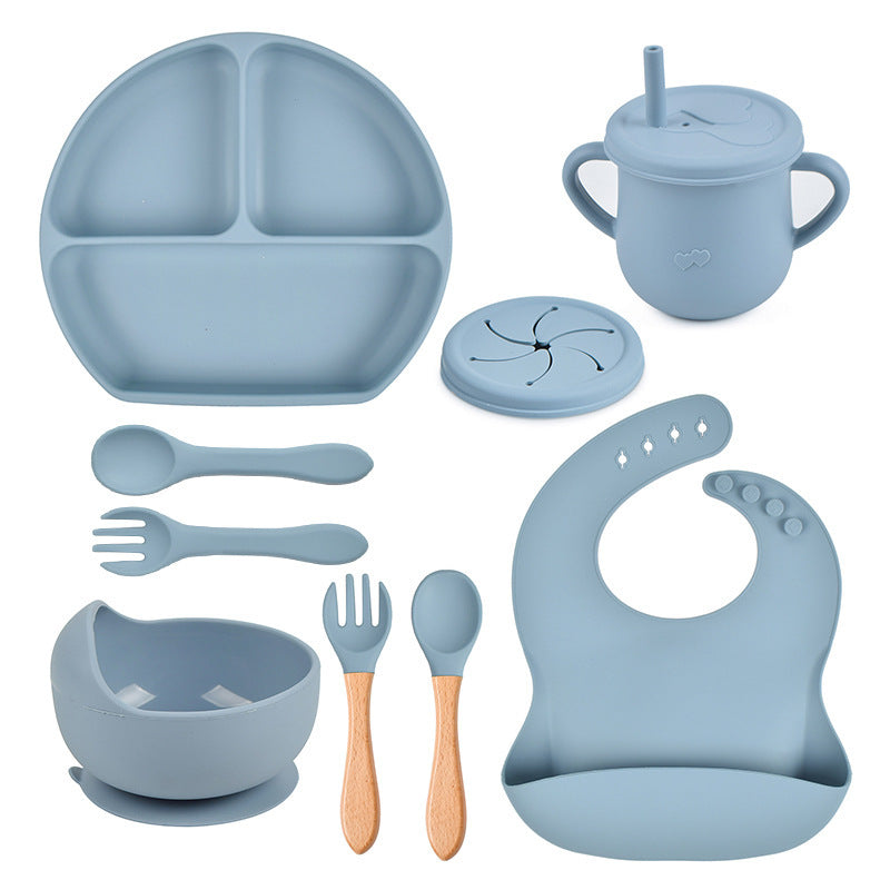 Silicone Solid Color Babies' Tableware Set - Durable & Safe Feeding Essentials