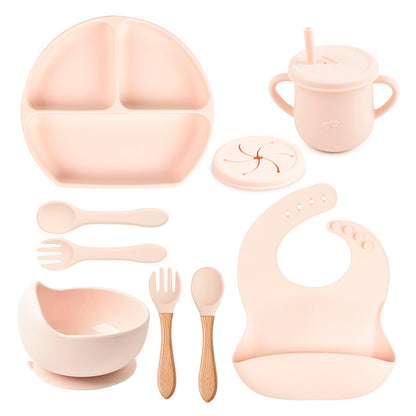 Silicone Solid Color Babies' Tableware Set - Durable & Safe Feeding Essentials