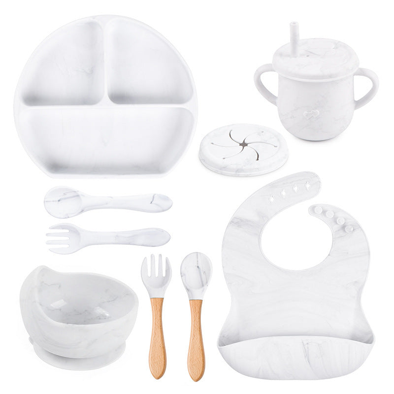 Silicone Solid Color Babies' Tableware Set - Durable & Safe Feeding Essentials