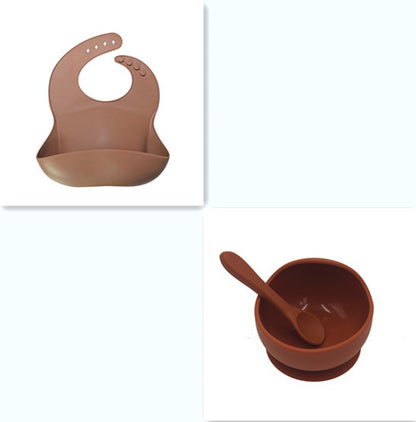 Silicone Tableware for Babies- Bowl & Matching Spoon & Bib