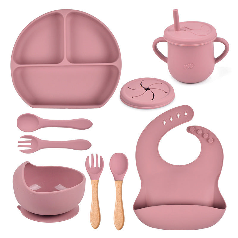 Silicone Solid Color Babies' Tableware Set - Durable & Safe Feeding Essentials