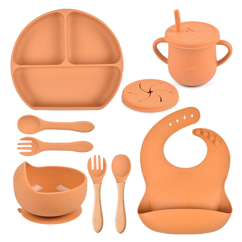 Silicone Solid Color Babies' Tableware Set - Durable & Safe Feeding Essentials