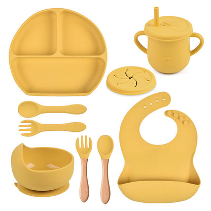 Silicone Solid Color Babies' Tableware Set - Durable & Safe Feeding Essentials