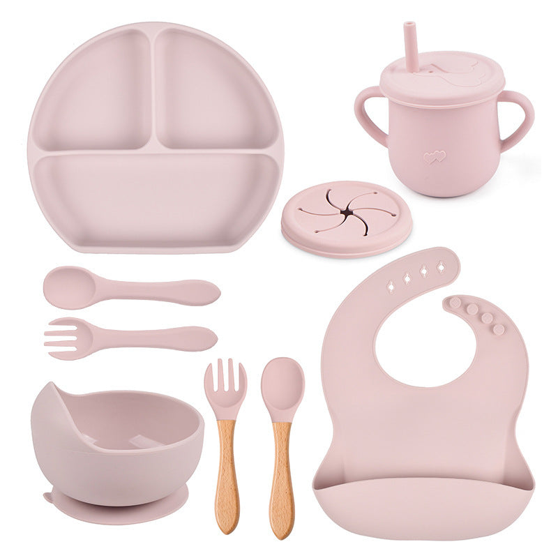 Silicone Solid Color Babies' Tableware Set - Durable & Safe Feeding Essentials