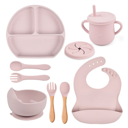 Silicone Solid Color Babies' Tableware Set - Durable & Safe Feeding Essentials