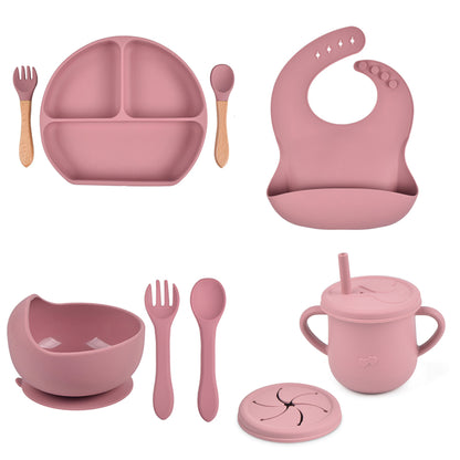 Silicone Solid Color Babies' Tableware Set - Durable & Safe Feeding Essentials