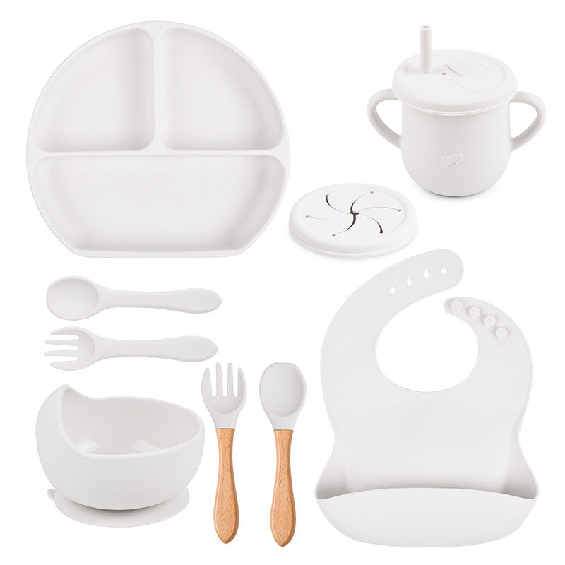 Silicone Solid Color Babies' Tableware Set - Durable & Safe Feeding Essentials