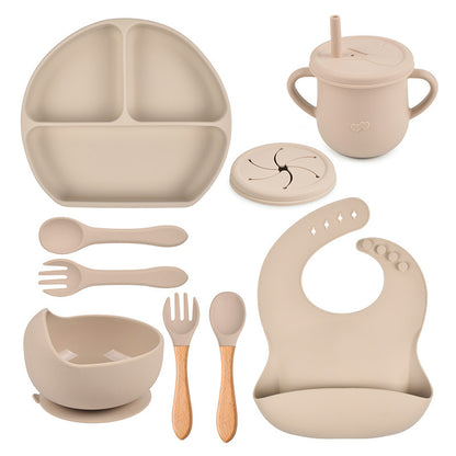 Silicone Solid Color Babies' Tableware Set - Durable & Safe Feeding Essentials