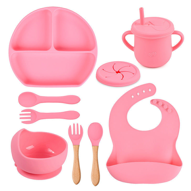 Silicone Solid Color Babies' Tableware Set - Durable & Safe Feeding Essentials
