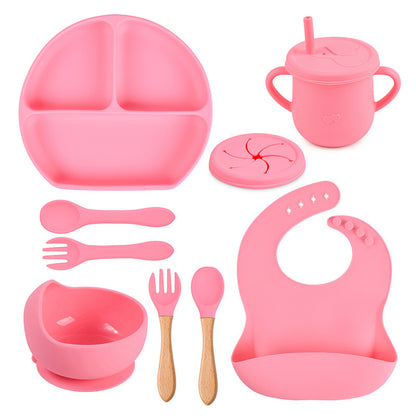 Silicone Solid Color Babies' Tableware Set - Durable & Safe Feeding Essentials