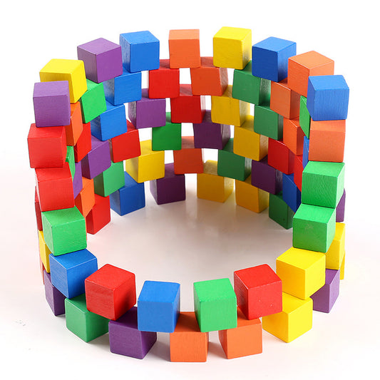 100 Cube Wooden Building Blocks - Children's Educational Toy