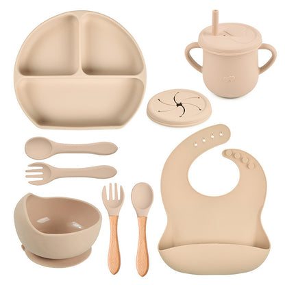 Silicone Solid Color Babies' Tableware Set - Durable & Safe Feeding Essentials