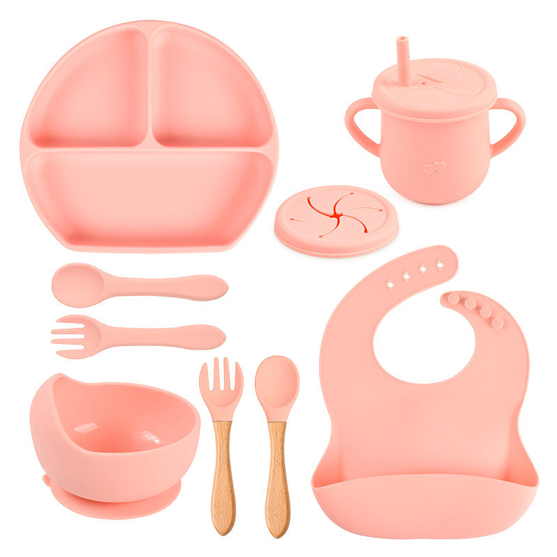 Silicone Solid Color Babies' Tableware Set - Durable & Safe Feeding Essentials