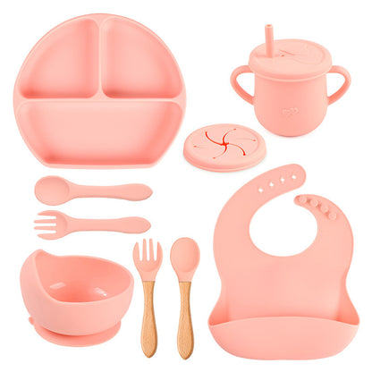 Silicone Solid Color Babies' Tableware Set - Durable & Safe Feeding Essentials