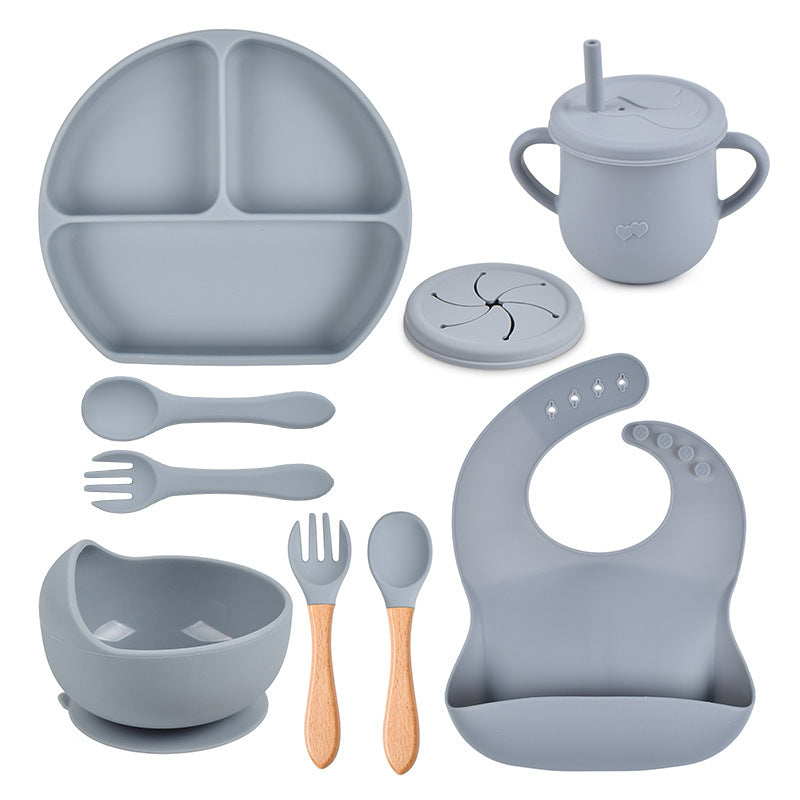 Silicone Solid Color Babies' Tableware Set - Durable & Safe Feeding Essentials