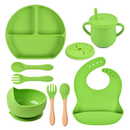 Silicone Solid Color Babies' Tableware Set - Durable & Safe Feeding Essentials