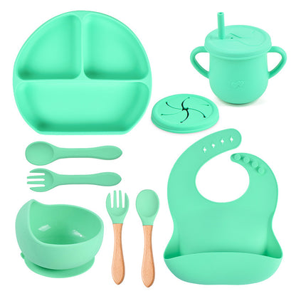 Silicone Solid Color Babies' Tableware Set - Durable & Safe Feeding Essentials